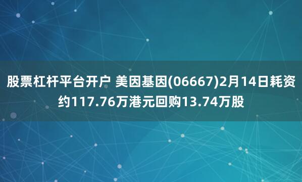 股票杠杆平台开户 美因基因(06667)2月14日耗资约117.76万港元回购13.74万股