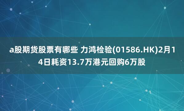 a股期货股票有哪些 力鸿检验(01586.HK)2月14日耗资13.7万港元回购6万股