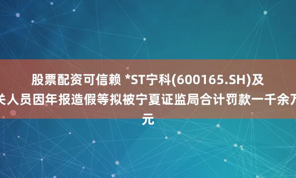 股票配资可信赖 *ST宁科(600165.SH)及相关人员因年报造假等拟被宁夏证监局合计罚款一千余万元