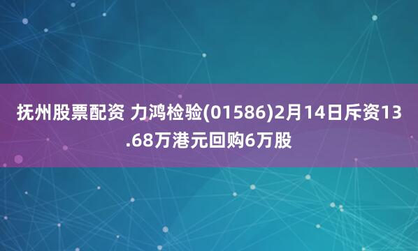 抚州股票配资 力鸿检验(01586)2月14日斥资13.68万港元回购6万股